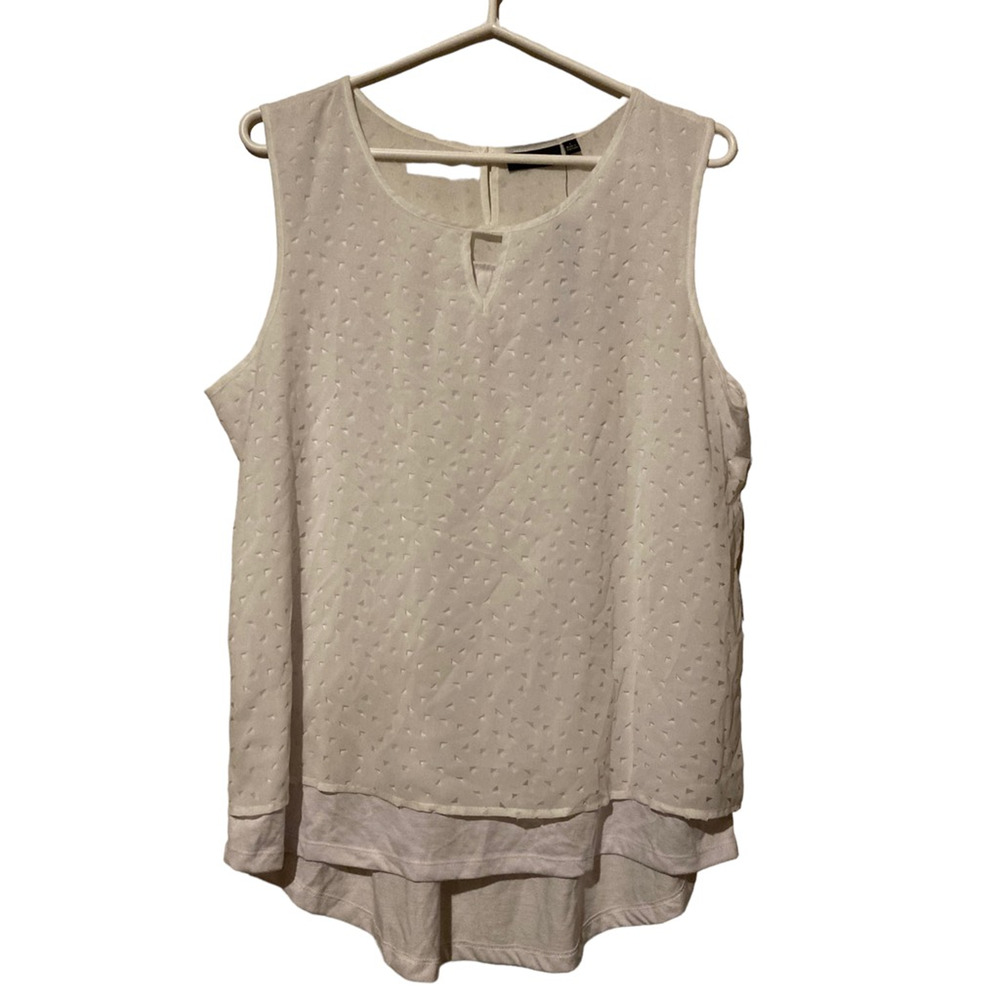 Apt. 9 Womens Blouse White Sleeveless Layered High Low Keyhole‎ Boho Top L New